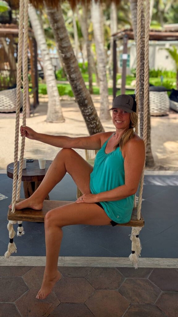 Erin editor at onceamomalwaysamom.com at all-inclusive resort in riviera maya - family vacation